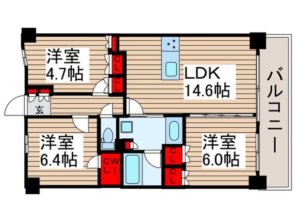 ｺﾝﾌｫﾘｱ成増ｸﾞﾘｰﾝｻｲﾄﾞの物件間取画像